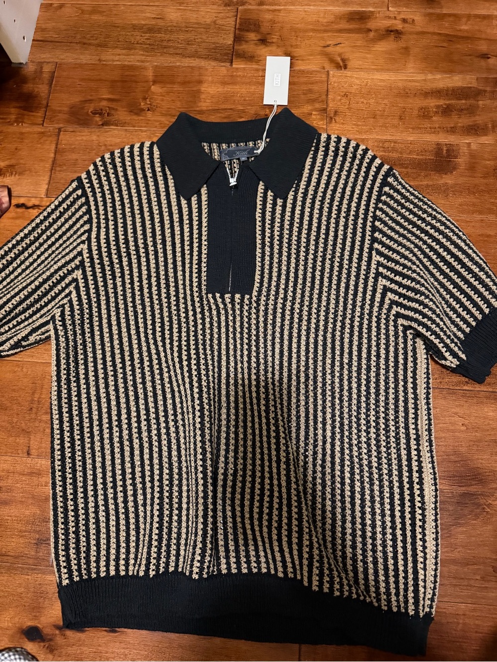Kith Black and Tan Knit Polo Shirt
